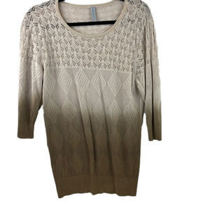 Lavena  Women's Cream Knit ¾ Sleeve Sweater